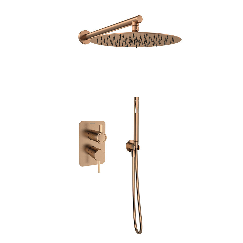 Ramon Soler - Odisea, Emploed Shower Monmand Set 2 Ways with 300mm Metal Rociator, Brush Copper