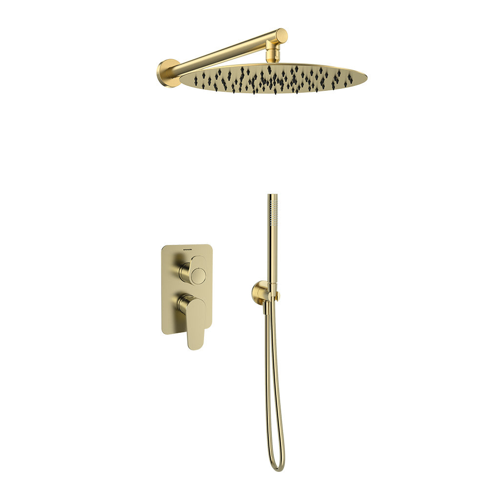 Ramon Soler - Alexia, Momando Embartrado Set 2 Way with Metal Sprayer Ø300mm, brushed gold