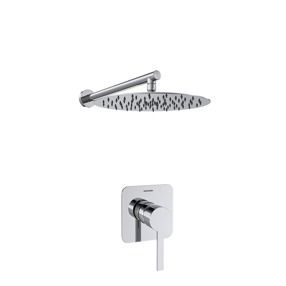 Ramon Soler - Drako, Metallic Embolt Monomando set 1 Way with Metal Sprinkler Ø 300mm, Chrome