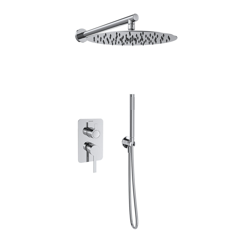 Ramon Soler - Drako, Metallic Embolt Set 2 Way With Metal Sprinkler Ø 300mm, Chrome