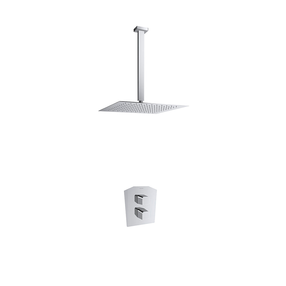 Ramon Soler - Prisma, thermostatic set of recessed shower 1 path with metal sprinkler 300mm, chrome