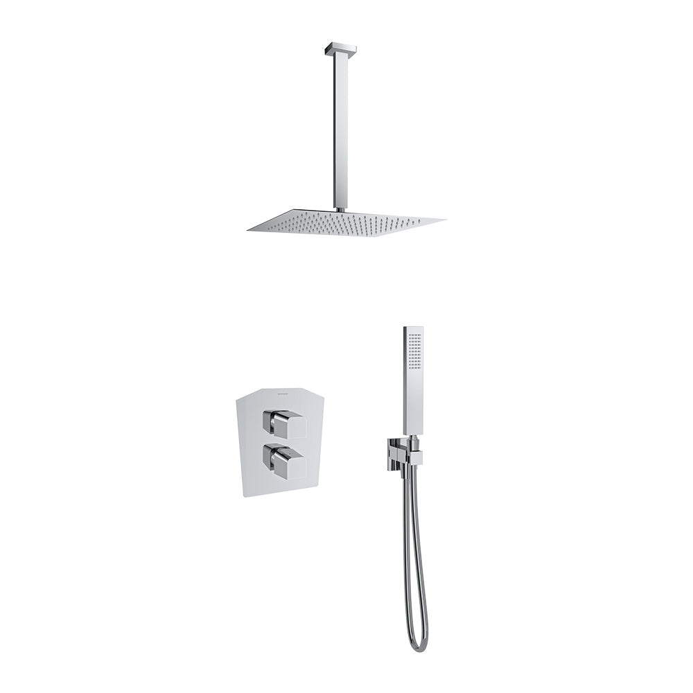 Ramon Soler - Prisma, the thermostatic set of built shower 2 routes with metal sprayer 300mm, chromium