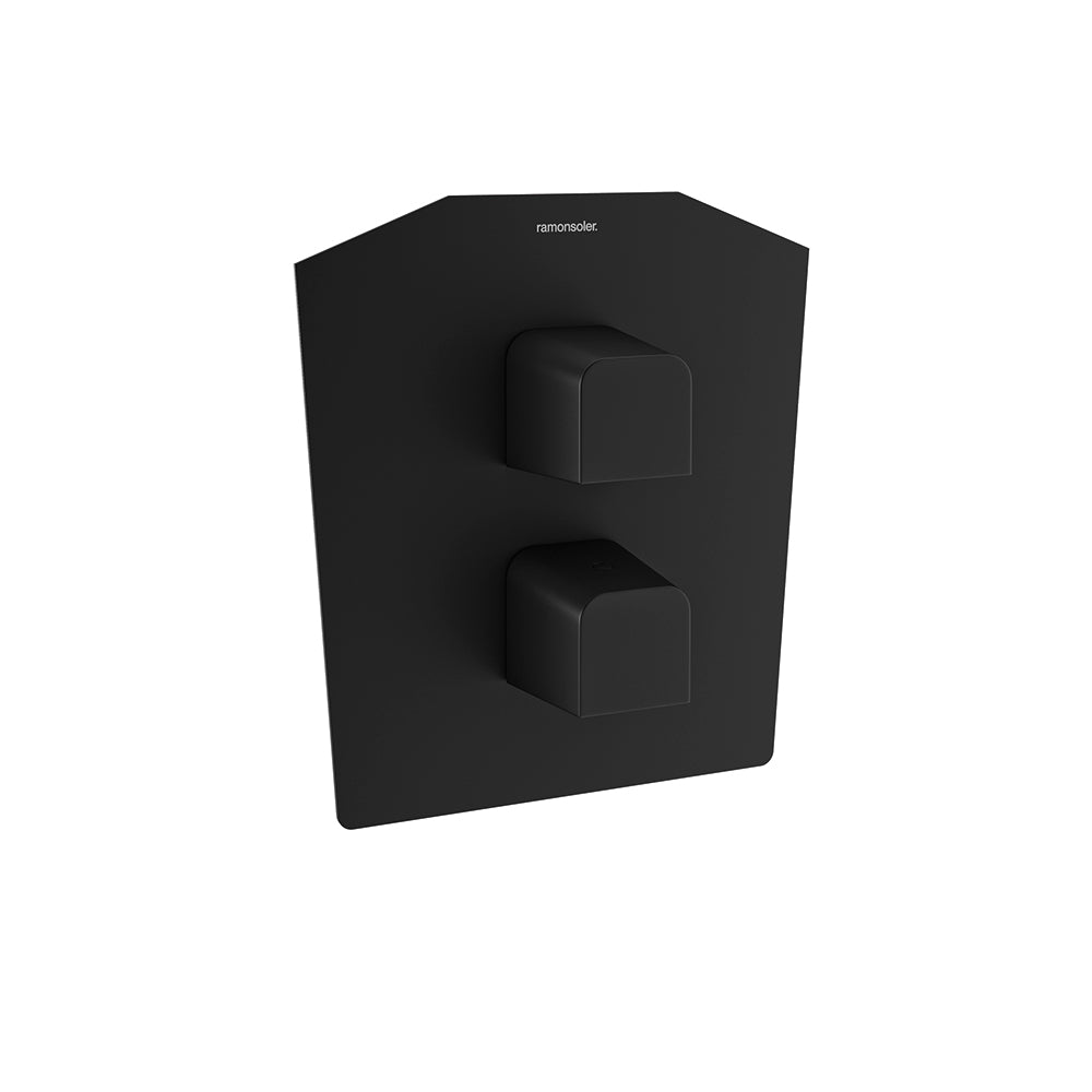 Ramon Soler - Prisma, Build Shower Thermostatique 1 chemin avec plaque métallique, Matt Black