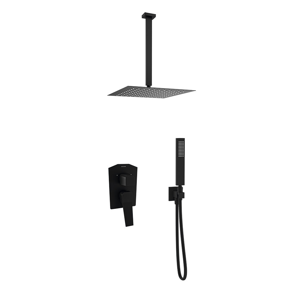 Ramon Soler - Prisma, built -shower monomand set 2 routes with metal sprayer 300mm, matt black