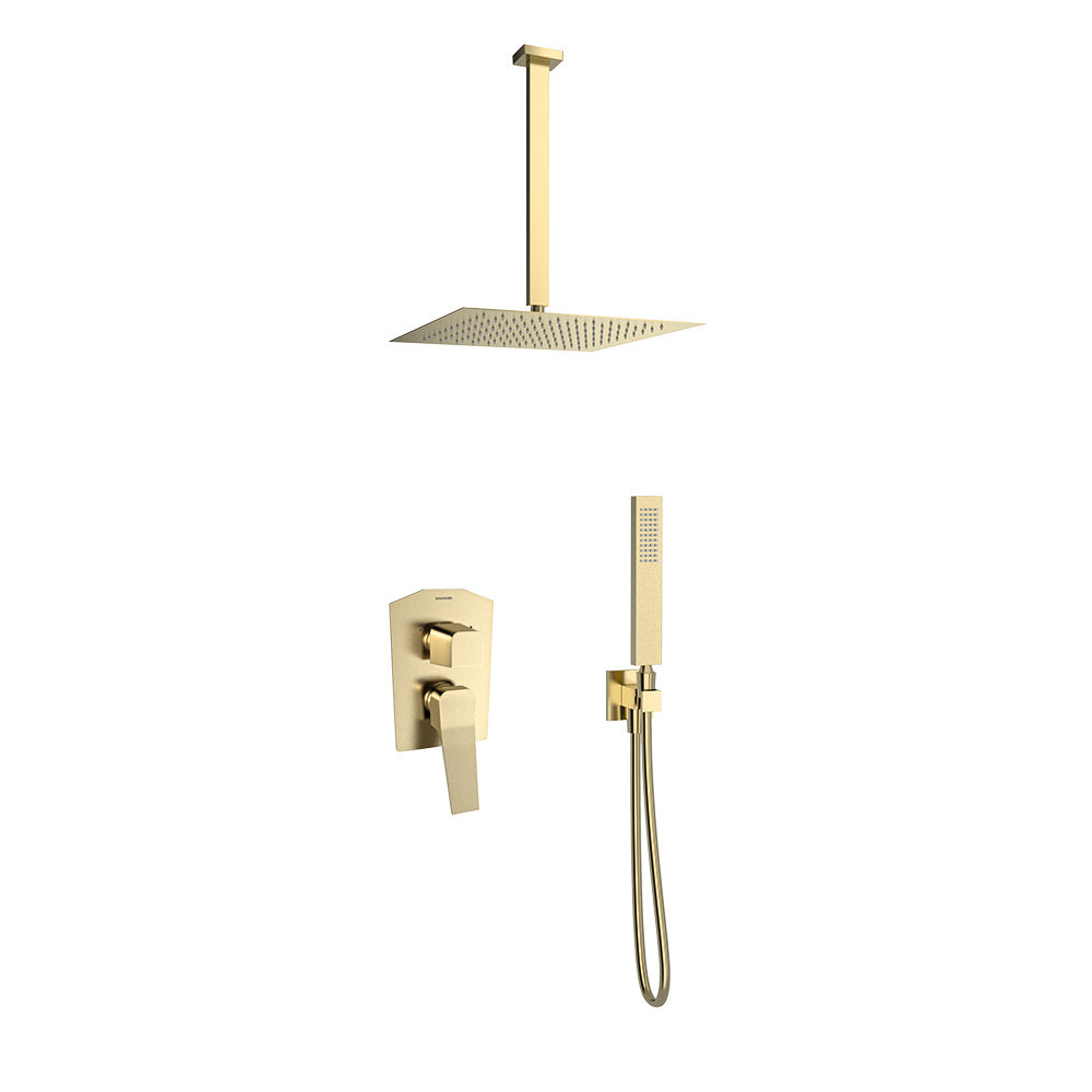 Ramon Soler - Prisma, built -shower monomand set 2 roads with 300mm metallic sprayer, brushed gold