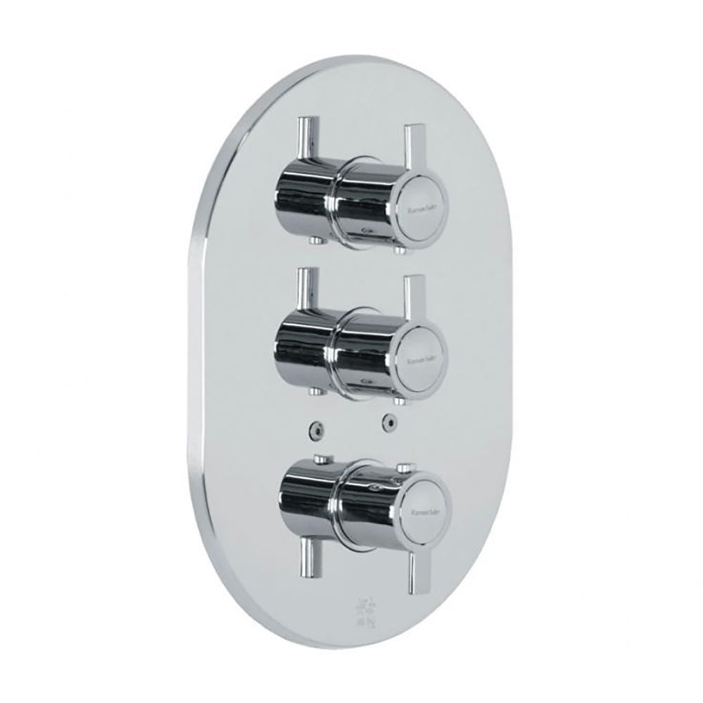 Ramon Soler - Drako, Bath-Ducha-Ducha 3 pistes thermostatiques avec plaque métallique, chrome