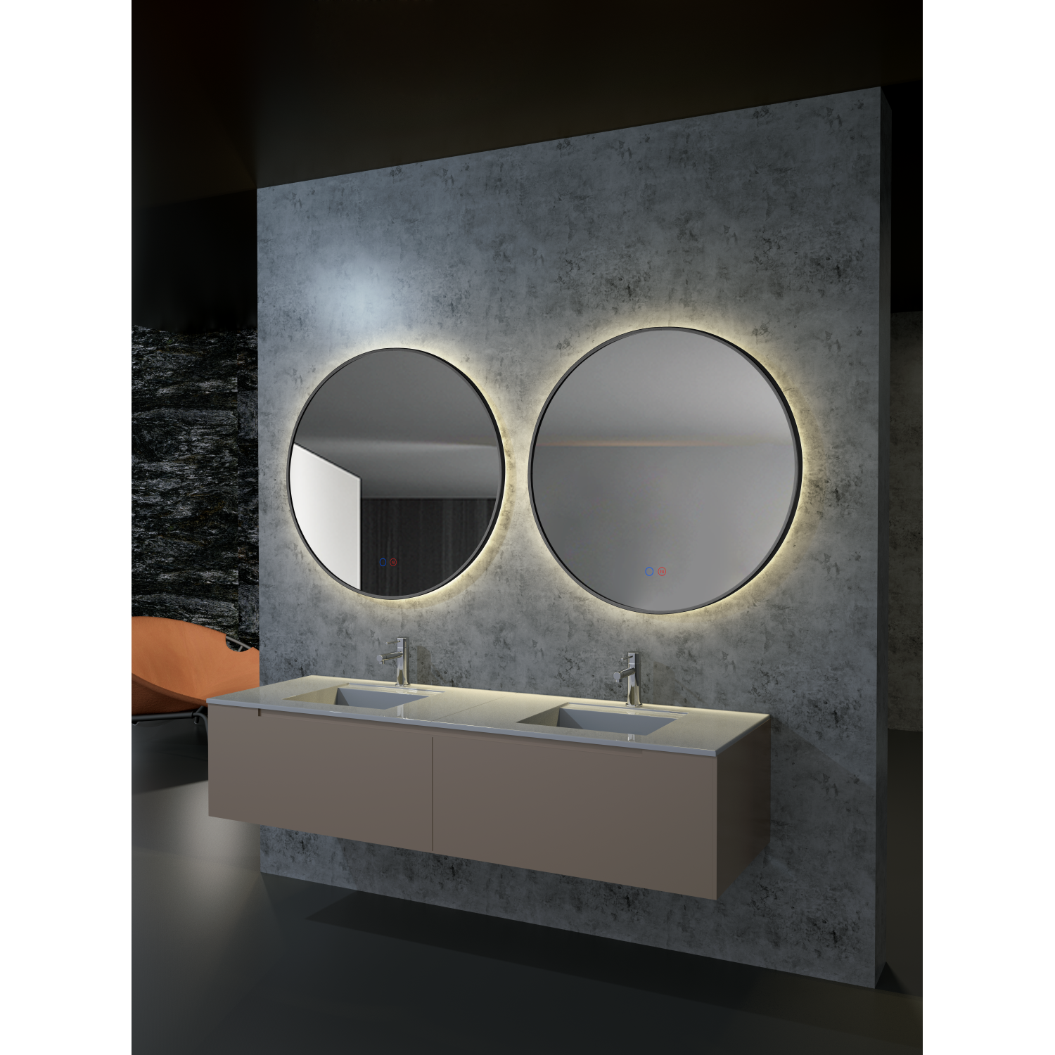 Ledimex - Specchio da bagno con led divertimento a LED nero opaco