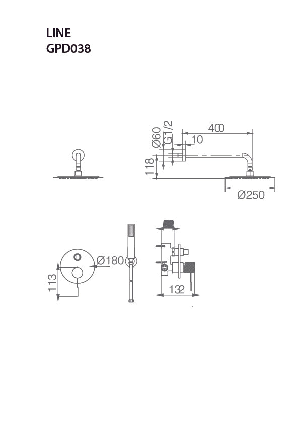 Imex - Ensemble de douche construit en ligne Monomando