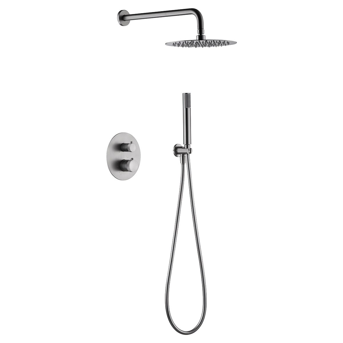 IMEX - Brushed nickel line buckled shower set