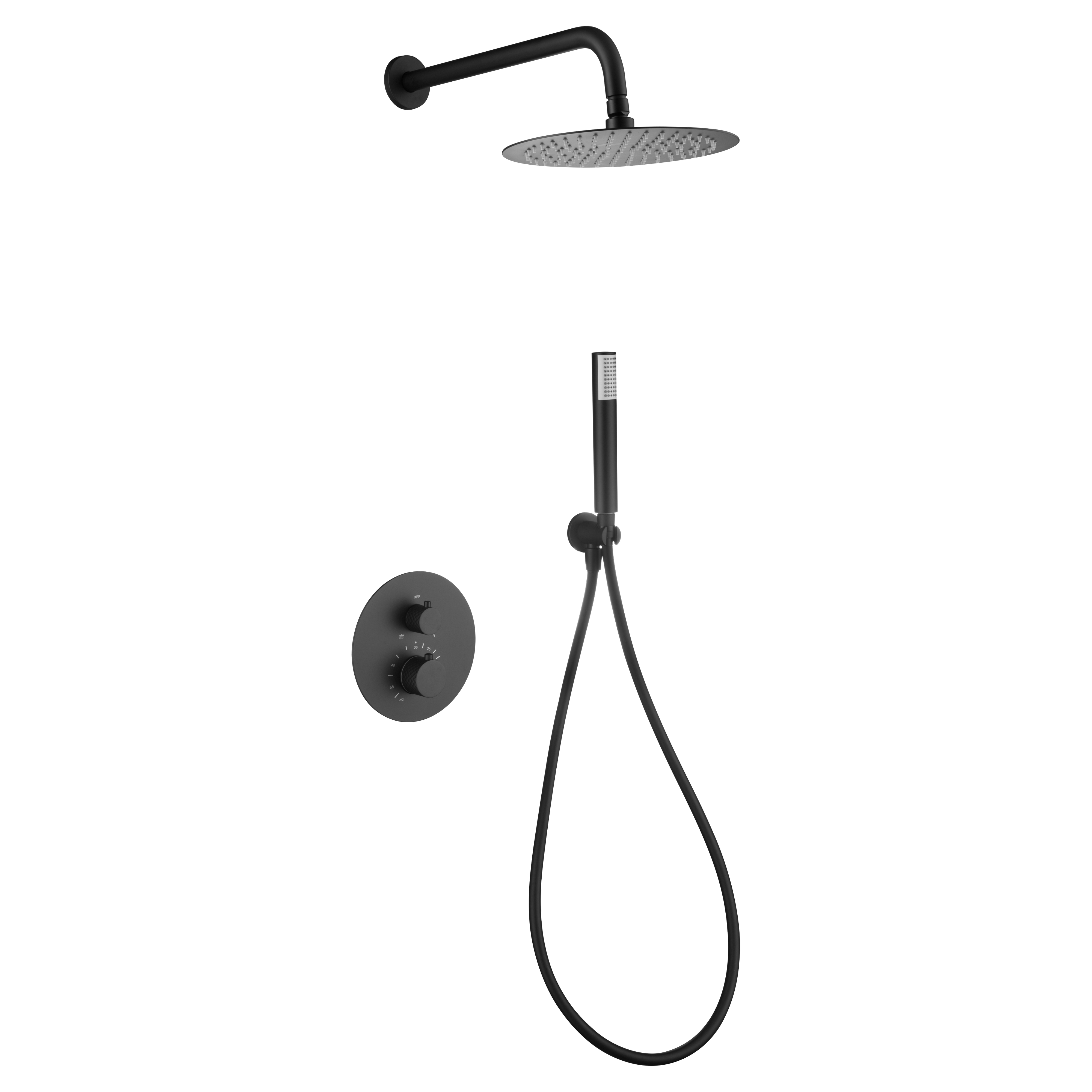 IMEX - EMPOTRATED THERMOSTATIC SHOWER MATTE BLACK BLACK