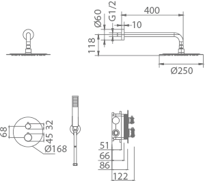 Imex - Neapel Chrom eingebundene thermostatische Duschschulenset