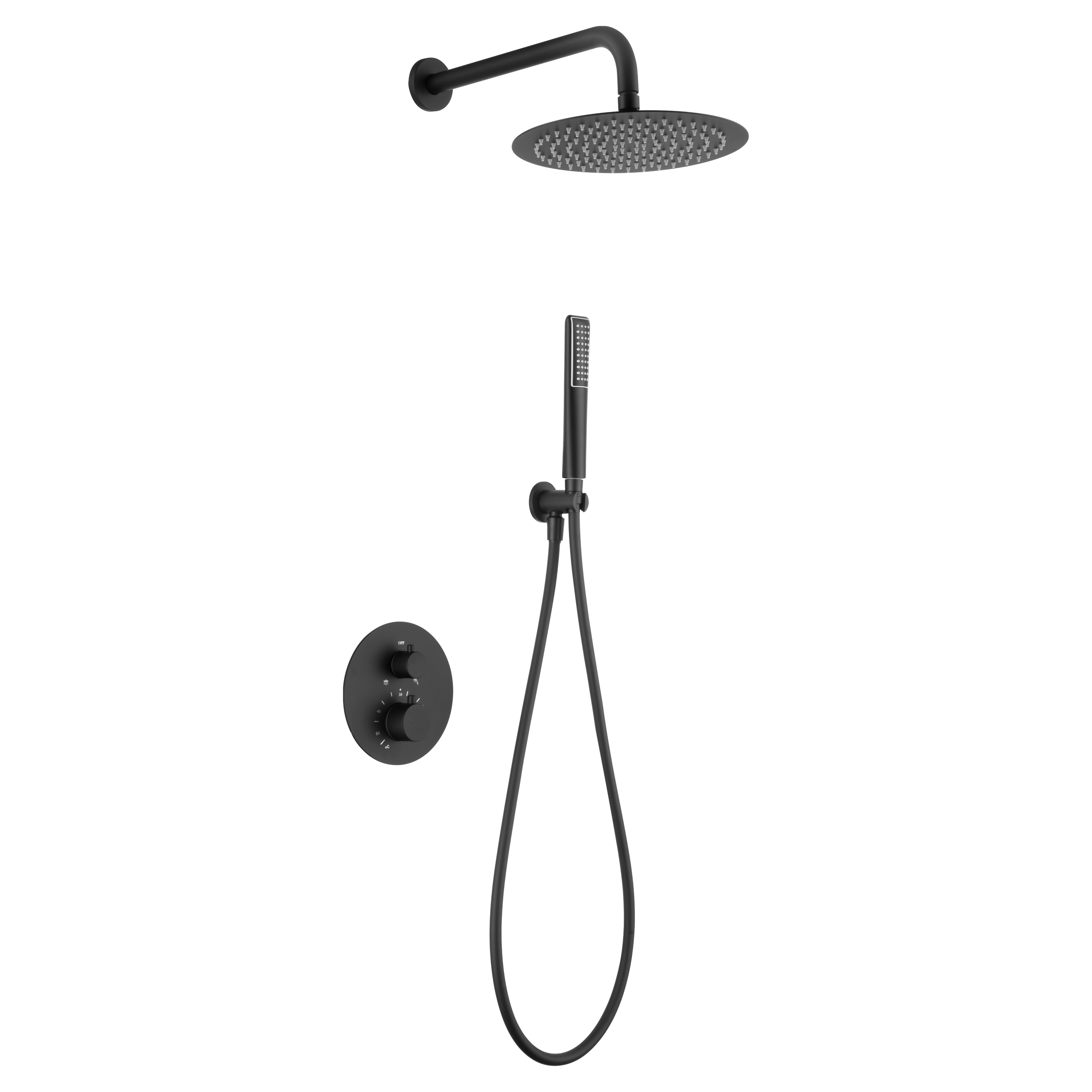 IMEX - EMPOTRATED THERMOSTATIC SHOWER NAPOLES MATTE BLACK