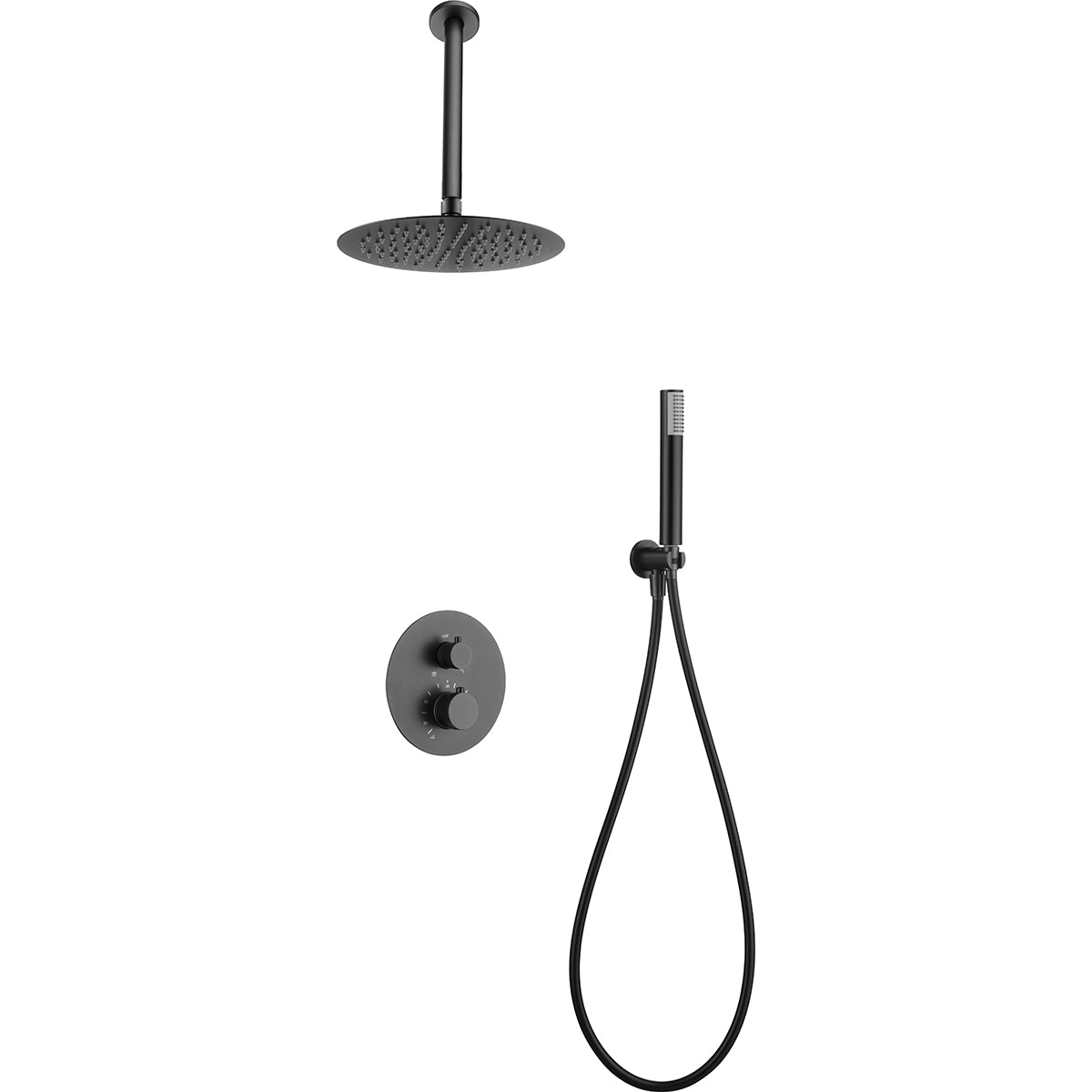 Imex - Thermostatic shower set Top Black Gum Metal