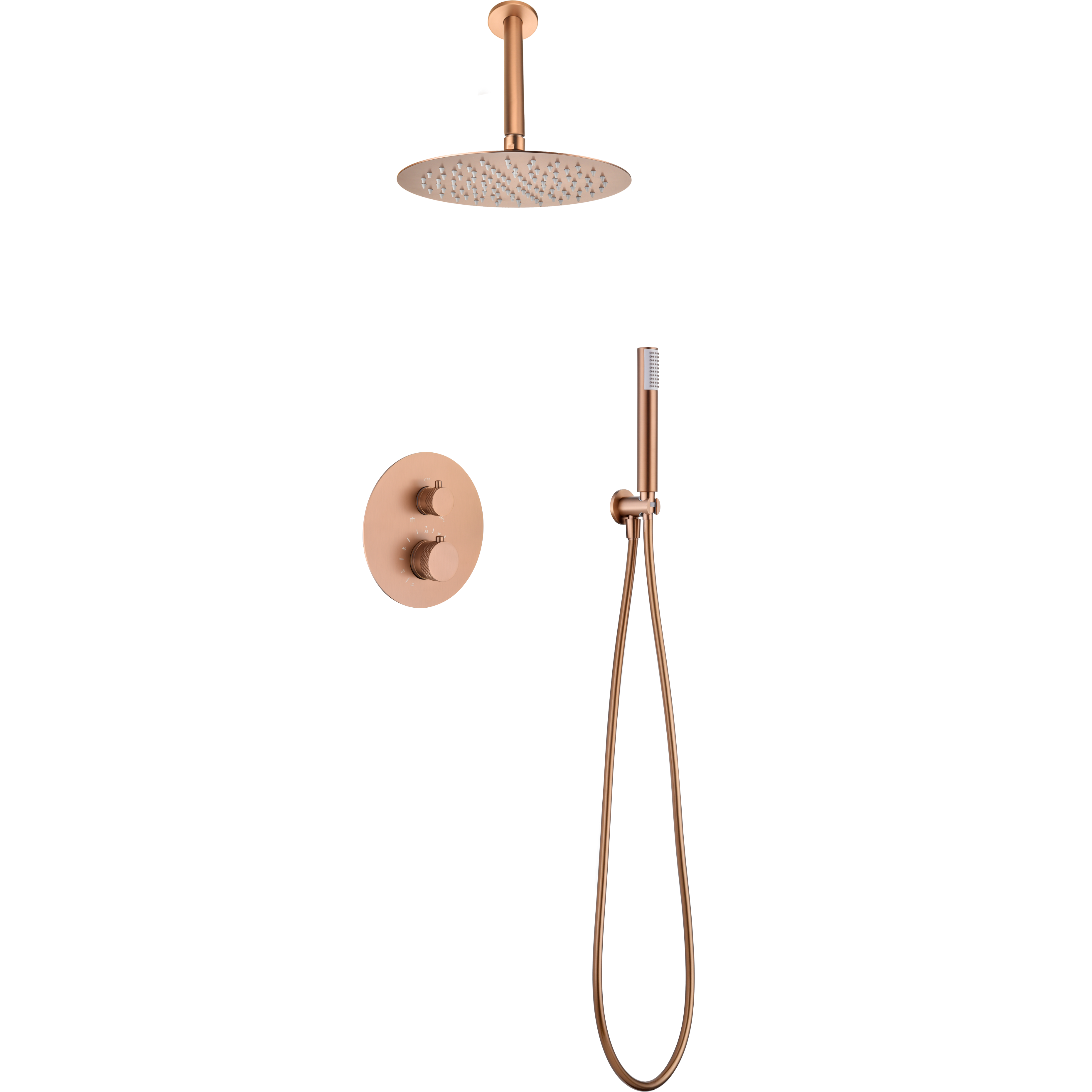 IMEX - Empoted thermostatic shower Top gold brushed gold