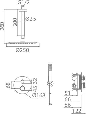 Imex - Empotriertes thermostatisches Dusch -Salern -Chrom