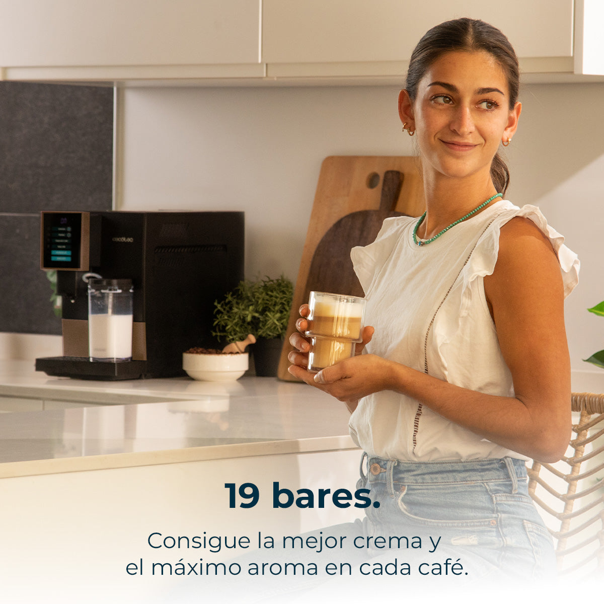 Cecotec Cremmaet Compactccino Black Rose Cafetera Automática de Grano con Molinillo Integrado y Menú Personalizable