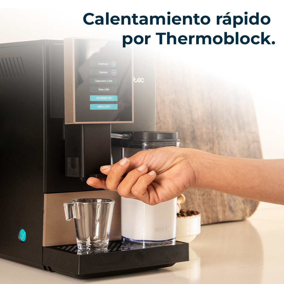Cecotec Cremmaet Compactccino Black Rose Cafetera Automática de Grano con Molinillo Integrado y Menú Personalizable