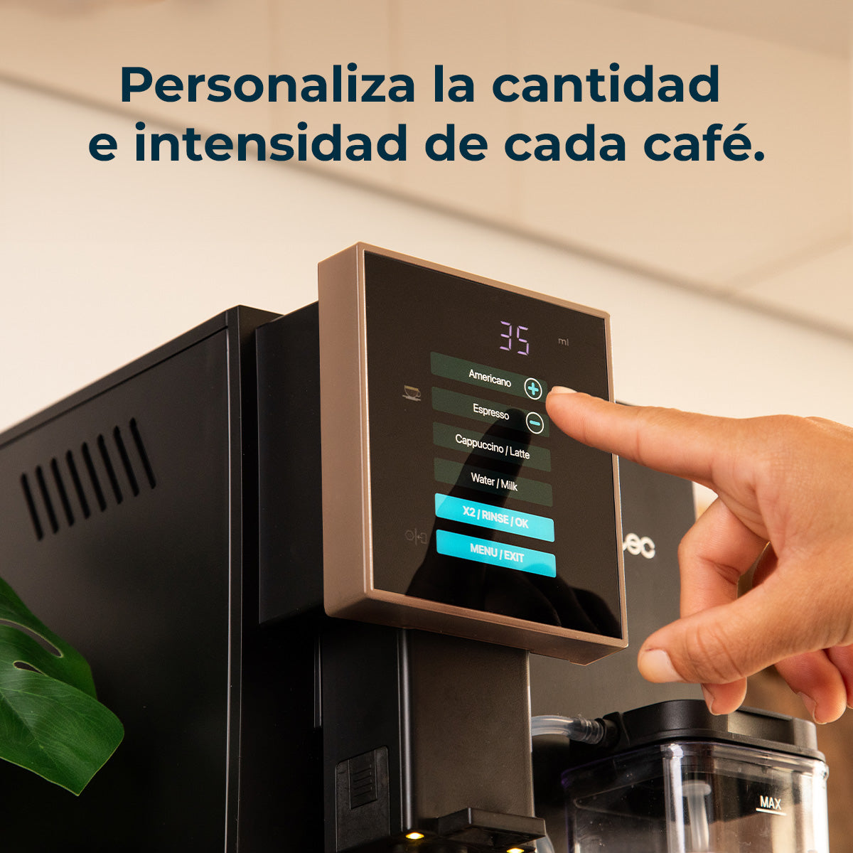 Cecotec Cremmaet Compactccino Black Rose Cafetera Automática de Grano con Molinillo Integrado y Menú Personalizable