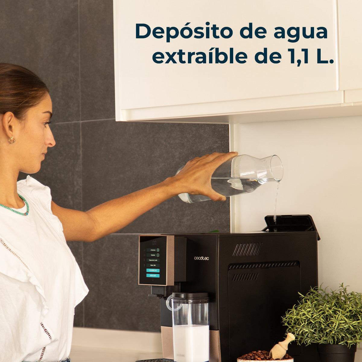 Cecotec Cremmaet Compactccino Black Rose Cafetera Automática de Grano con Molinillo Integrado y Menú Personalizable