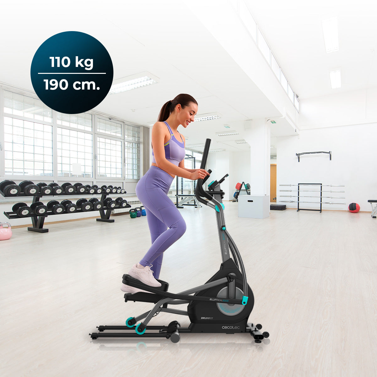 Cecotec Drumfit Elliptical 8000 Motor Pro Con Volante de Inercia 8 kg Resistencia Ajustable Kinomap
