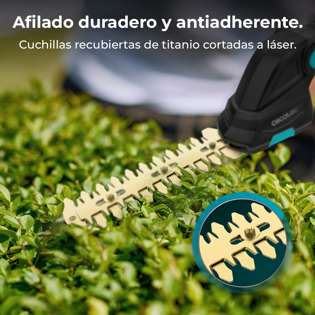 Cecotec Tagliasiepi TitaniumSword 2000 da Mano, Lame Laser con Rivestimento in Titanio