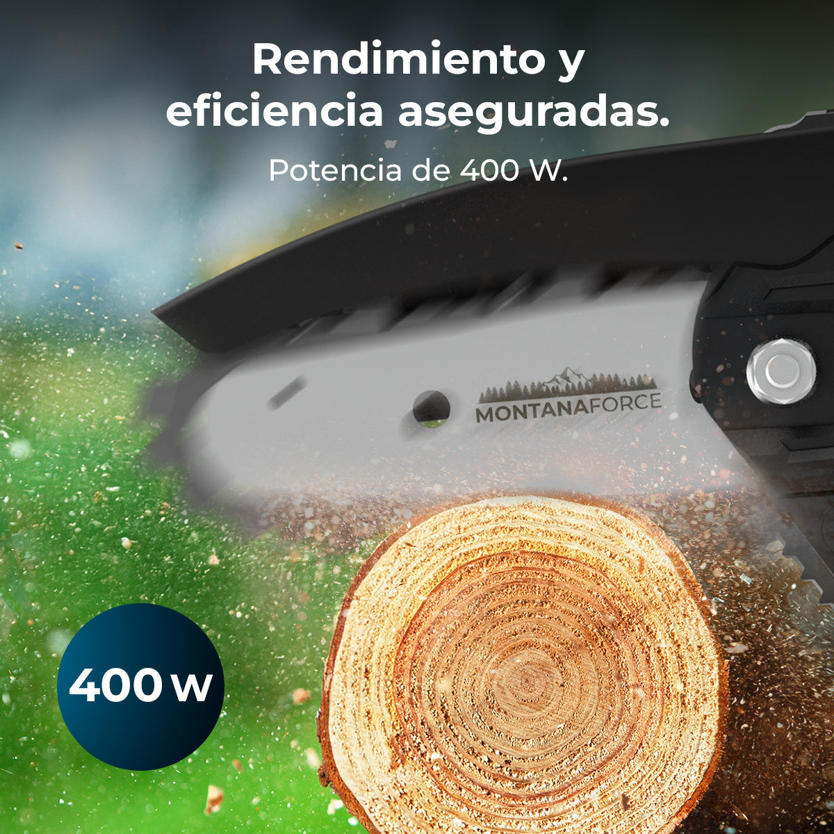 Cecotec Scie d'Élagage MontanaForce 4000 à Main, 400 W, Lame de 4 Pouces, Inclut 2 Batteries Nex21V 2Ah
