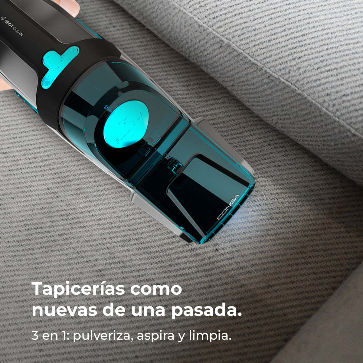 Cecotec Conga MotorHand 3 em 1 Aspirador de Mão para Estofos e Tapetes Pulveriza e Aspira 25 Minutos Azul
