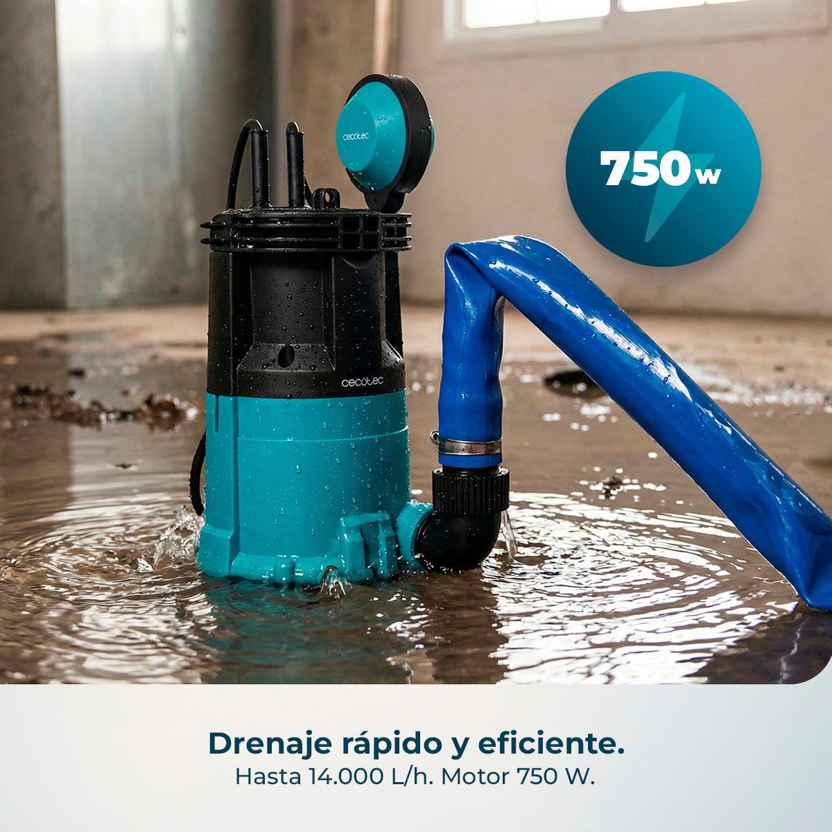 Cecotec Wasserpumpe Axike 750 2 in 1 für sauberes und schmutziges Wasser 14000 L pro Stunde
