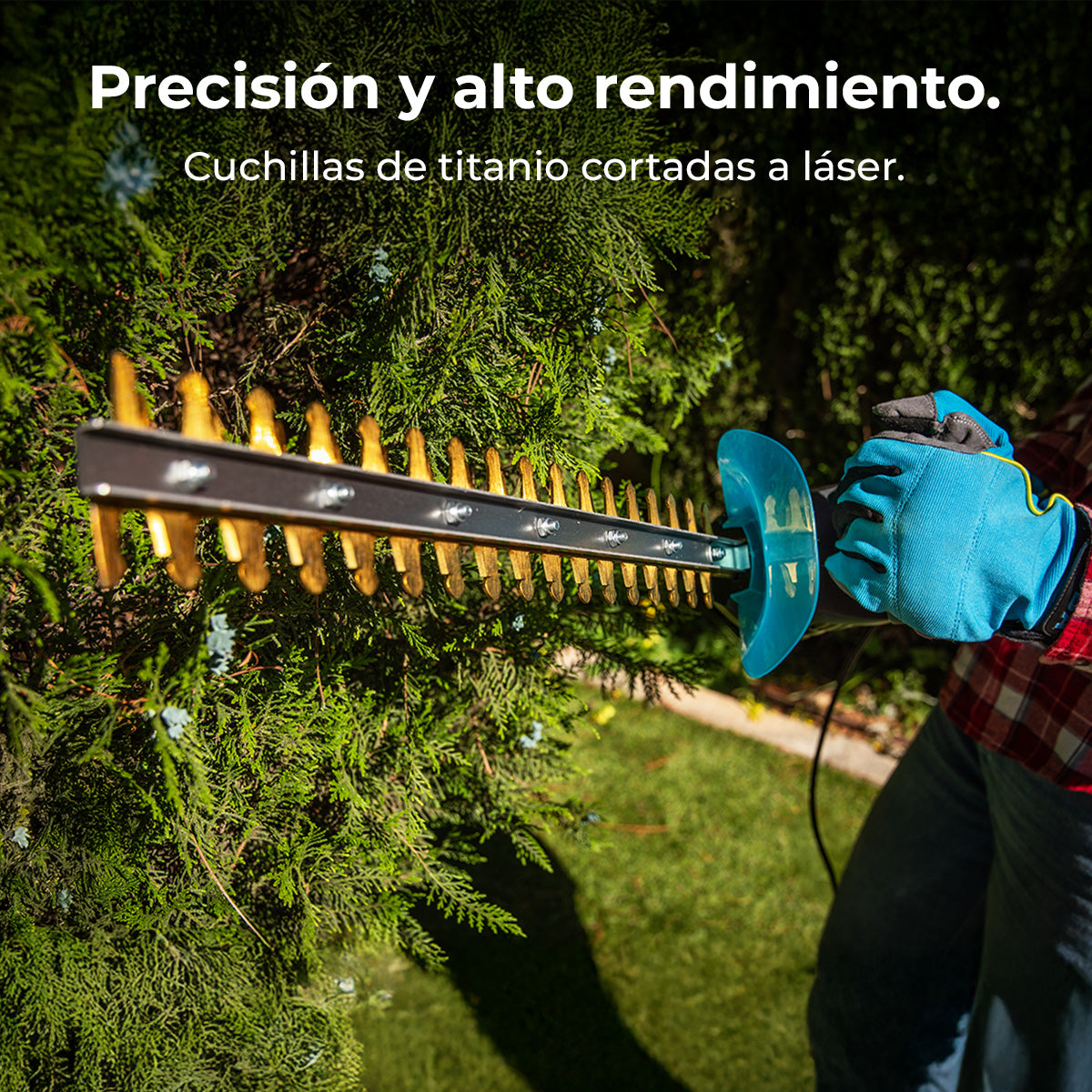 Cecotec Cortasetos TitaniumSword 450 con Cuchillas de Titanio Láser, 45 cm de Corte, Mango Ergonómico y Giro