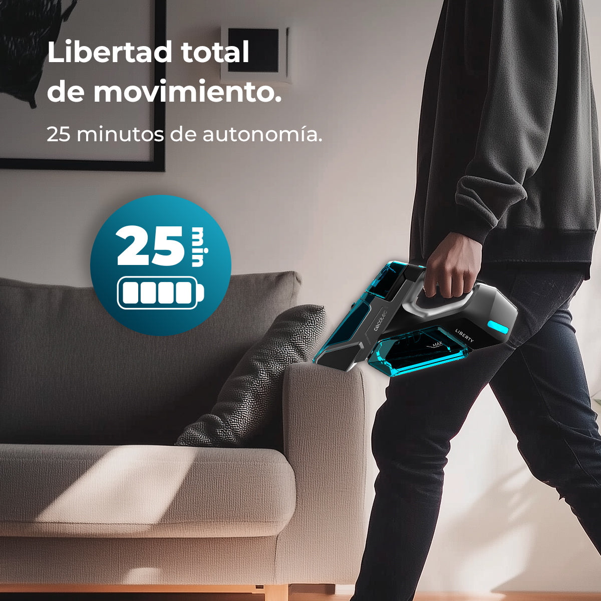 Cecotec Conga MotorHand 3 em 1 Aspirador de Mão para Estofos e Tapetes Pulveriza e Aspira 25 Minutos Azul