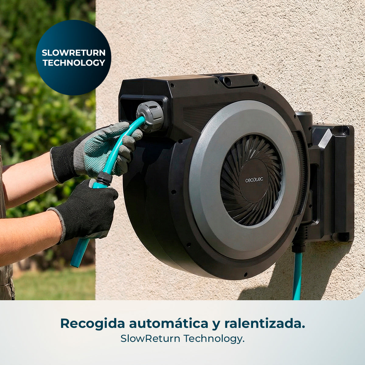 Cecotec HydroShell 200 Pro Tuyau Rétractable 20 m avec Technologie SlowReturn pour jardins petits et moyens