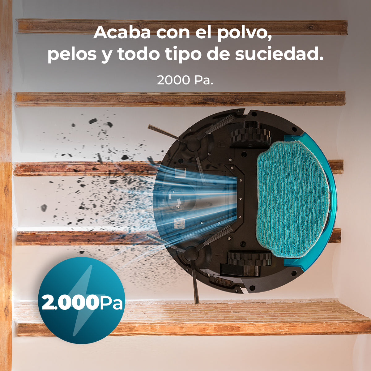 Cecotec Conga M10 Aqua Robot Aspirapolvere 3000 Pa Navigazione Giroscopica Fino a 150 Metri Quadrati Batteria 2000 mAh Mocio