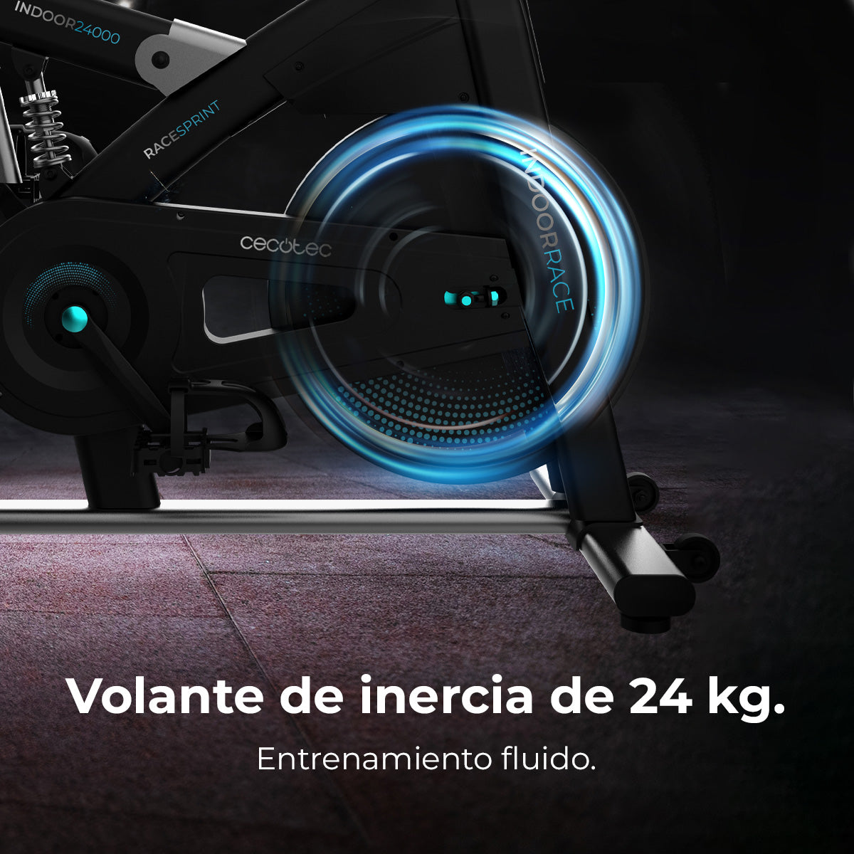 Cecotec DrumFit Indoor 24000 Race Sprint Bicicleta Estacionaria Con Volante 24 Kg Y Kinomap