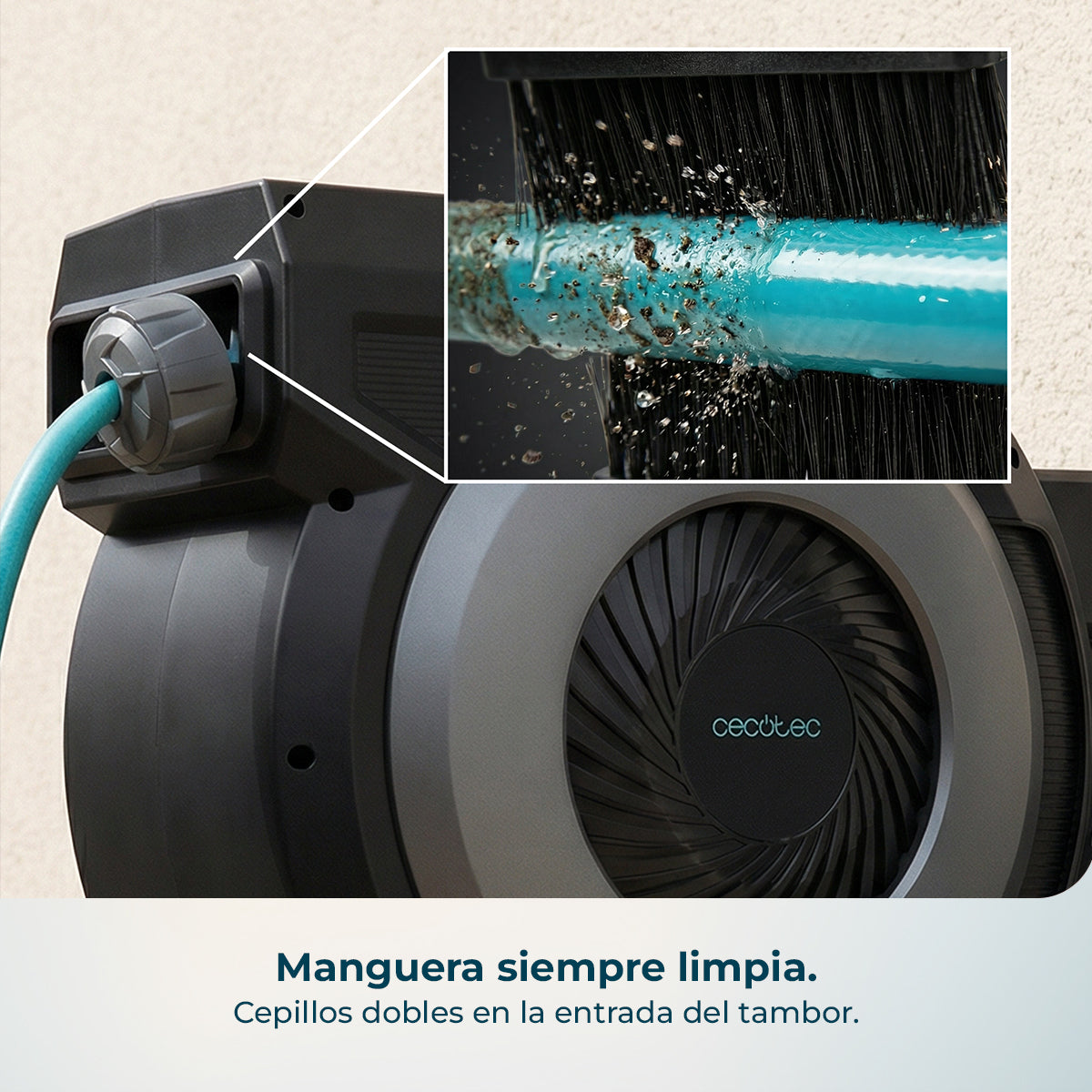 Cecotec HydroShell 200 Pro Tuyau Rétractable 20 m avec Technologie SlowReturn pour jardins petits et moyens