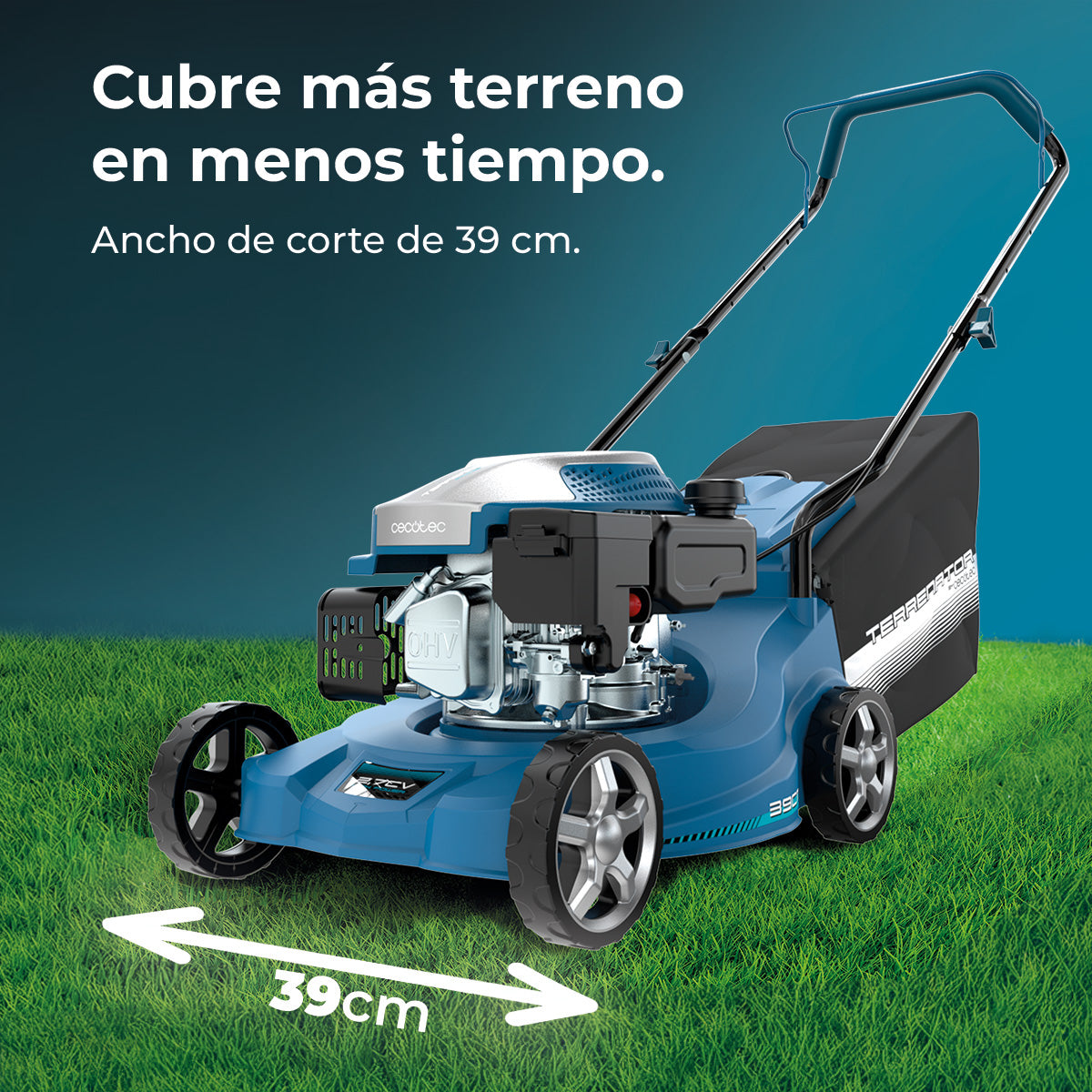 Cecotec Terrenator 2700.39 Tondeuse à Essence 127cc 2,1 kW 2 en 1 Ramassage de Gazon