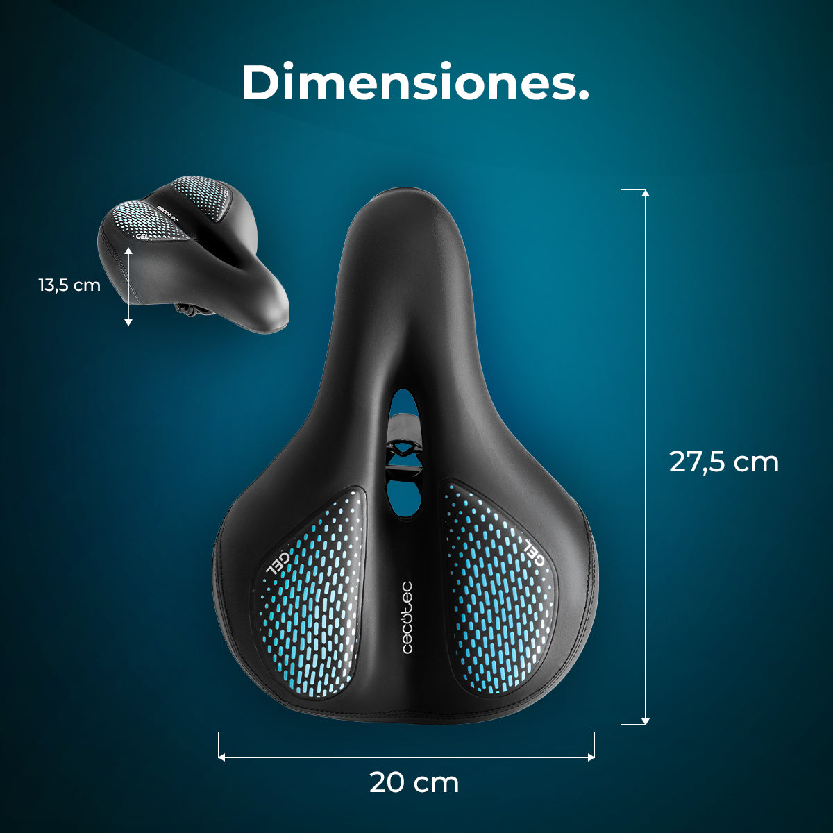 Cecotec DrumFit SitBike Sillín De Gel Con Canal Central Negro Diseño Ergonómico Para Entrenamientos Largos