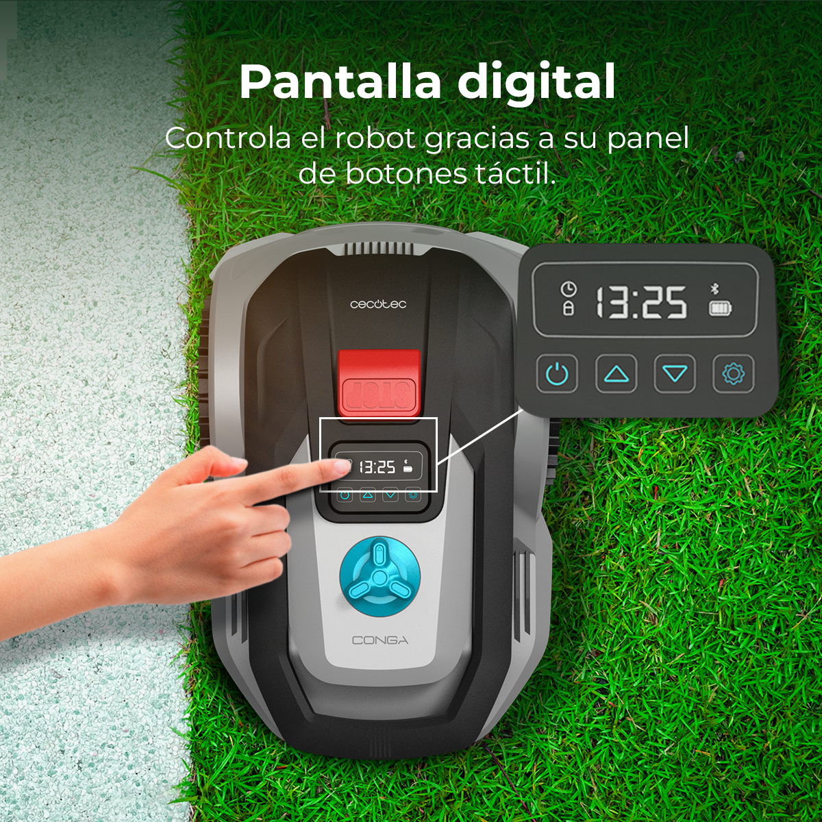Cecotec Conga GrassHopper 300 Robot Tagliaerba, Copre 300 m², Cavo Perimetrale 100 m