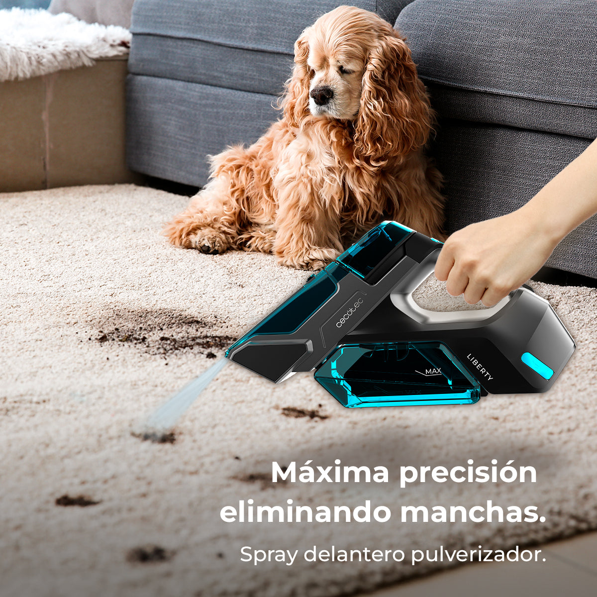 Cecotec Conga MotorHand 3 em 1 Aspirador de Mão para Estofos e Tapetes Pulveriza e Aspira 25 Minutos Azul
