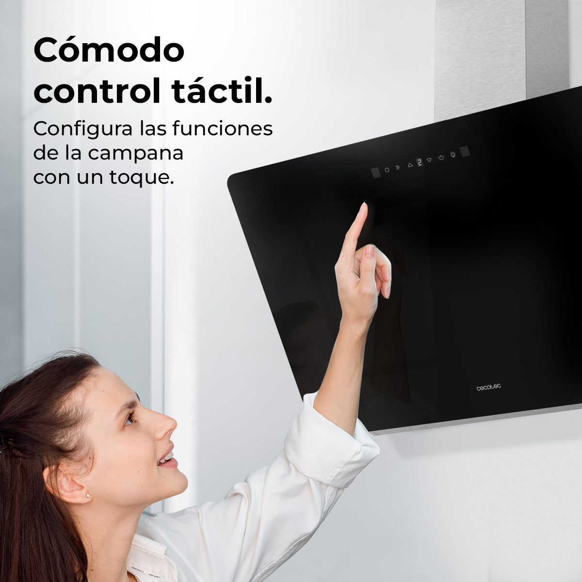 Campana Extractora Cecotec Bolero Flux DT 908002 90 Cm Vidrio Negro 800 m3h Energía A