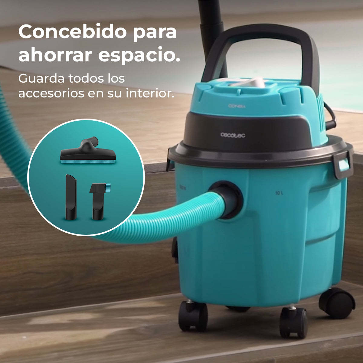 Cecotec Conga Rockstar Aspirateur Humide Sec Compact Turquoise Pour Jardin Solides et Liquides Filtre Double