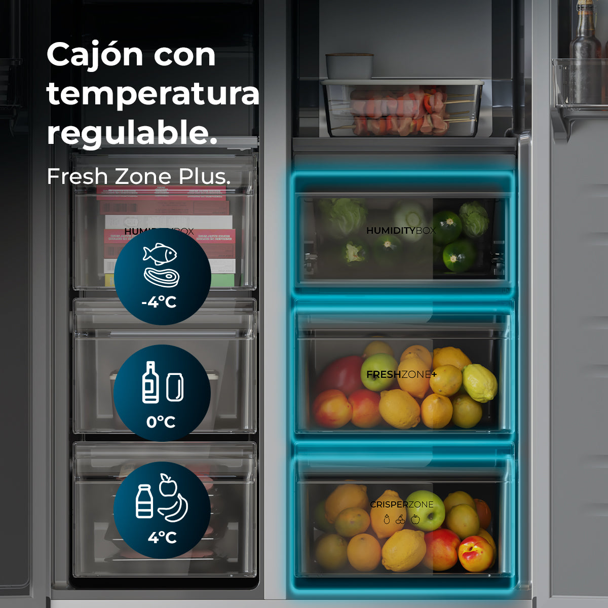 Cecotec Bolero CoolMarket SBS 436 SBI Inox E Frigorífico Side by Side 436 L Inverter