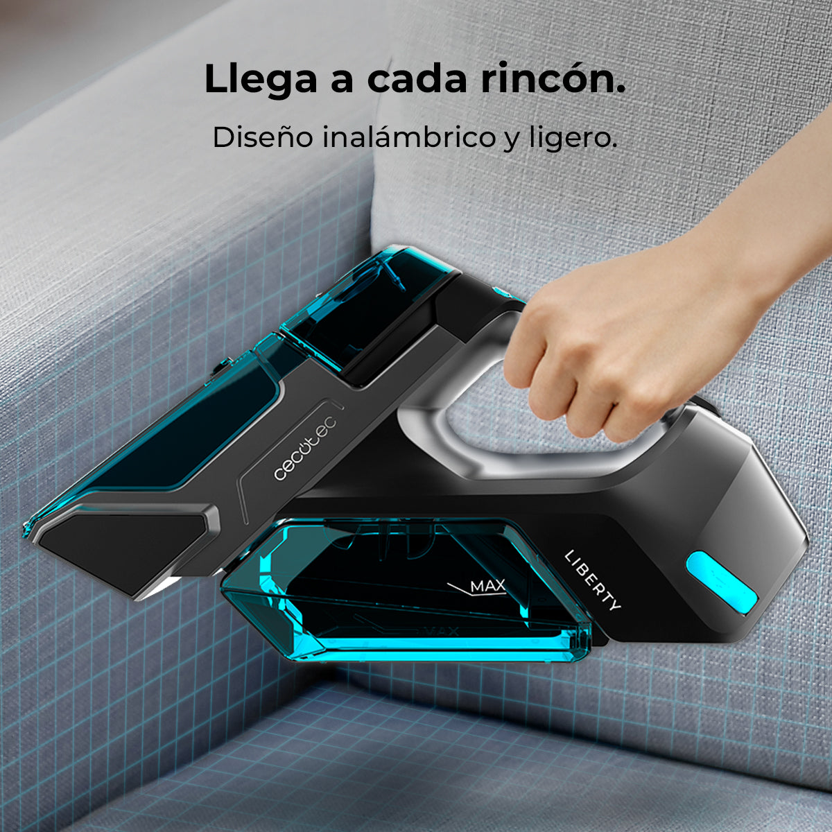 Cecotec Conga MotorHand 3 em 1 Aspirador de Mão para Estofos e Tapetes Pulveriza e Aspira 25 Minutos Azul