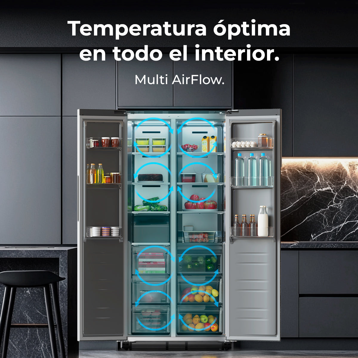 Cecotec Bolero CoolMarket SBS 436 SBI Inox E Frigorífico Side by Side 436 L Inverter