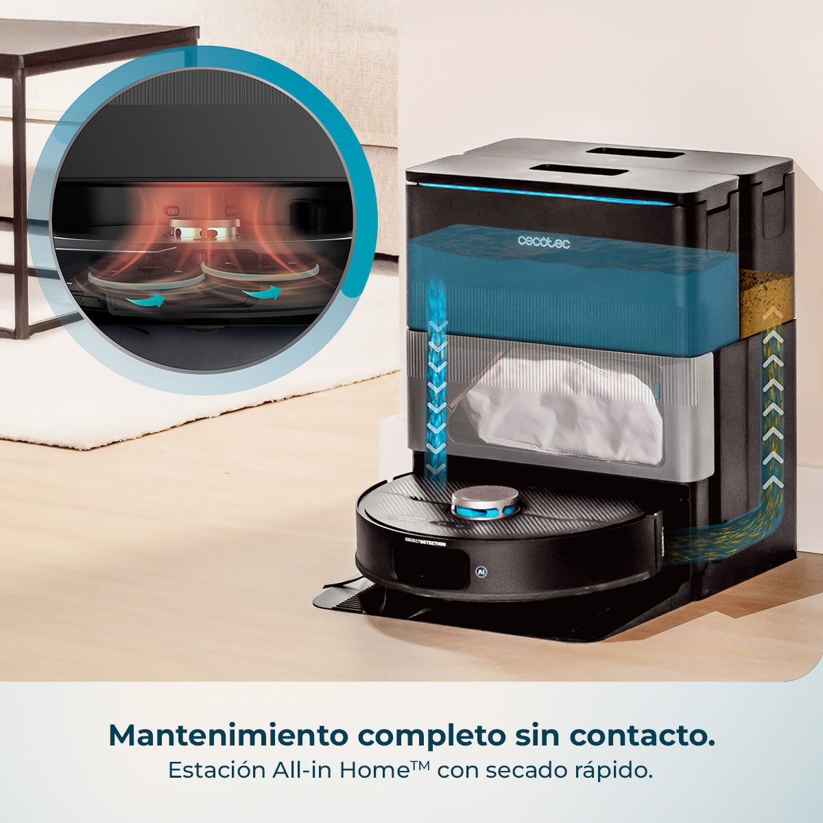 Cecotec Conga X70 Robot Aspirateur avec IA et Laser Eye pour Cartographie Précise et Navigation Intelligente