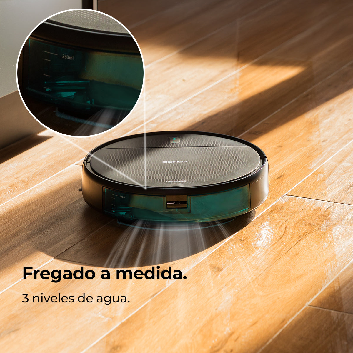 Cecotec Conga M10 Aqua Robot Aspirapolvere 3000 Pa Navigazione Giroscopica Fino a 150 Metri Quadrati Batteria 2000 mAh Mocio