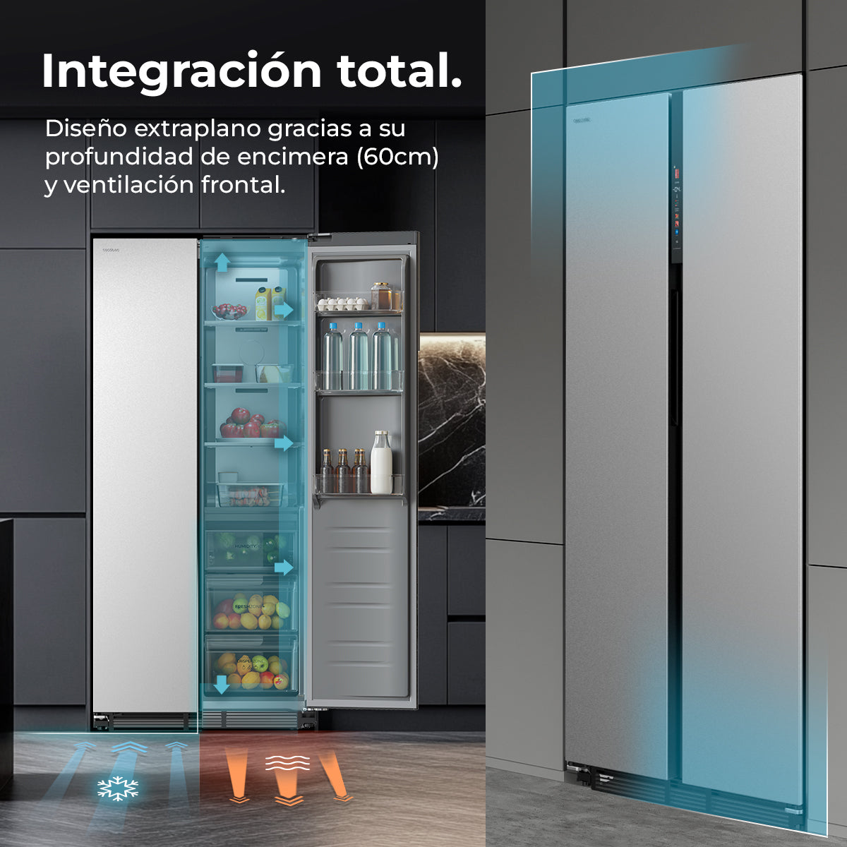 Cecotec Bolero CoolMarket SBS 436 SBI Inox E Frigorífico Side by Side 436 L Inverter