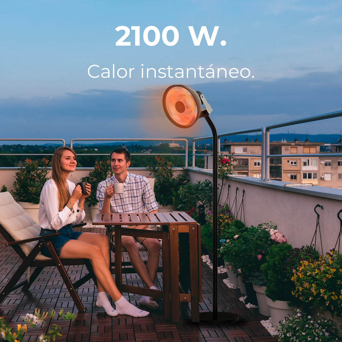 Cecotec Riscaldatore Esterno ReadyWarm 2100W Infrarosso a Carbone IP24 Resistenza Istantanea