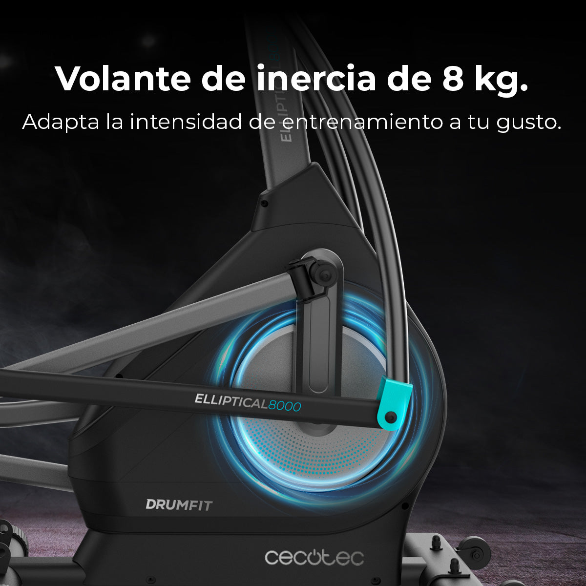 Cecotec Drumfit Elliptical 8000 Motor Pro Con Volante de Inercia 8 kg Resistencia Ajustable Kinomap