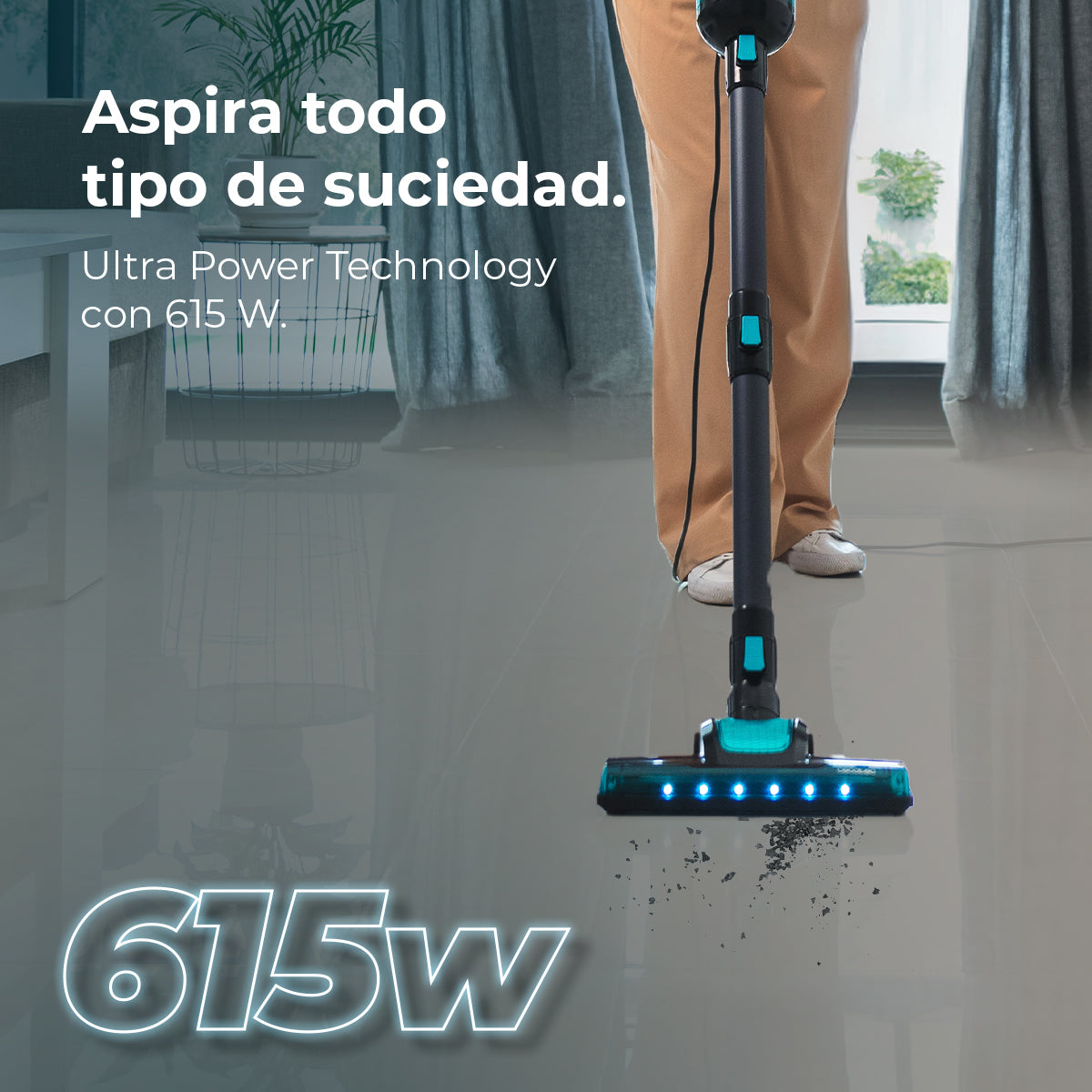 Cecotec Conga 700 PowerHead Aspirapolvere 615 W UltraPower Tecnologia di Aspirazione Potente