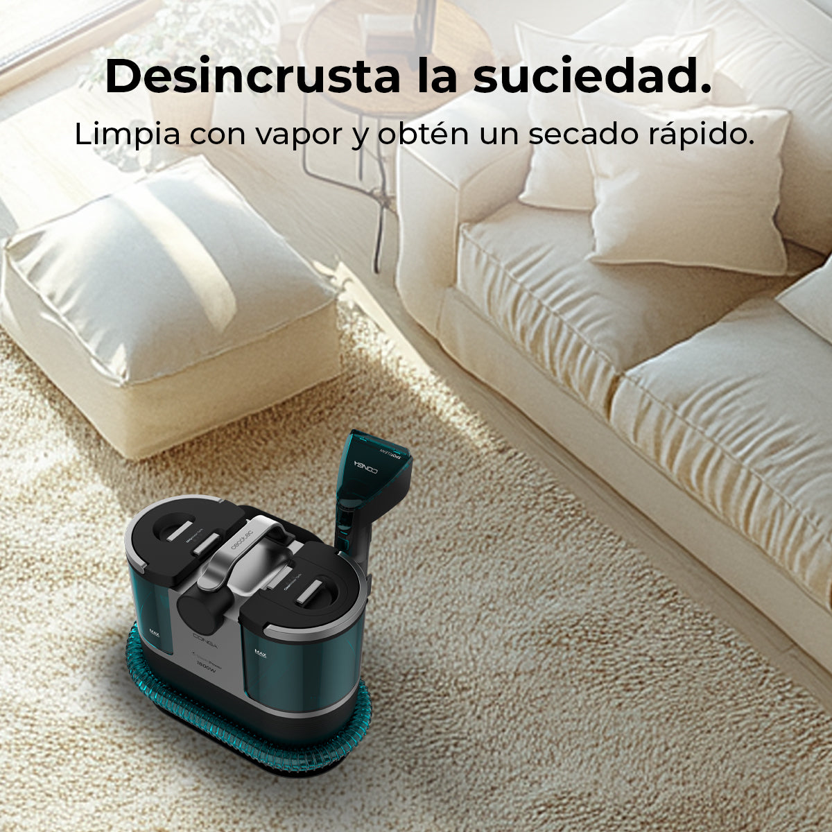Cecotec Conga 7000 Carpet Spot Clean Steam Max Pulitore Tappezzeria 3 in 1 con Vapore Riscaldato Rapido